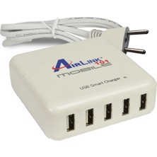 Airlink 40W-8A 5 x USB Çoklayıcı Hızlı Priz  Şarj Aleti-Beyaz