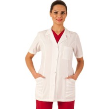 Emel Tekstil Doktor Hemşire Beyaz Kadın Forma Kısa Kollu Önlük