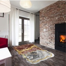 Alanur Home Çiğdem Lazer Kesim Kaymaz Taban Dijital Baskı Halı ST600187MR02