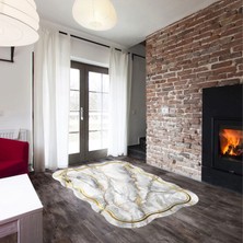 Alanur Home Çiğdem Lazer Kesim Kaymaz Taban Dijital Baskı Halı ST600189GR02