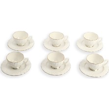 EW's Kitchenware 6'lı Porselen Yaldızlı Ayaklı Kahve Fincan Takımı