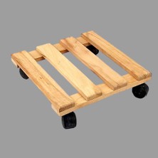 Y Dekorasyon Ahşap Tekerlekli Damacana Saksı Tüp Altlığı