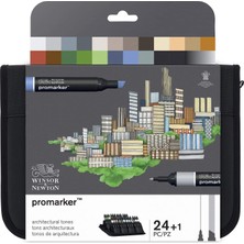 Winsor & Newton Promarker Set Wallet Mimari Tonlar 24'lü