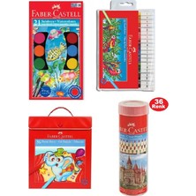 Faber-Castell 4'lü Boyama Seti 36 Renk Pastel+Kuru+Sulu+Keçeli Kalem