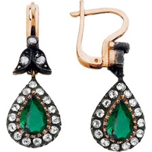 Lilarote Zümrüt Taşlı Elmas Küpe