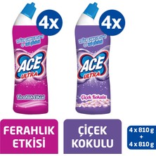 Ace Ultra Power Jel Kıvamlı Ç.suyu Ferahlık Etkısı 4 x 810 gr + Çiçek Kokulu 4 x 810 gr