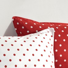 Coté Blanc Dots Kırmızı  Ranforce Battal Boy Çift Taraflı Nevresim Takımı