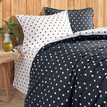 Coté Blanc Dots Gri  Ranforce Battal Boy Çift Taraflı Nevresim Takımı