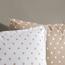 Coté Blanc Dots Capuccino  Ranforce Battal Boy Çift Taraflı Nevresim Takımı