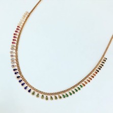 TMT  Gümüş Rose Bronz Renkli Zirkon Taşlı Kolye