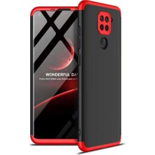 Case 4U Xiaomi Redmi Note 9 Kılıf 3 Parçalı Tam Koruma Sert Mika Ays Kapak Siyah Kırmızı