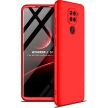 Case 4U Xiaomi Redmi Note 9 Kılıf 3 Parçalı Tam Koruma Sert Mika Ays Kapak Kırmızı