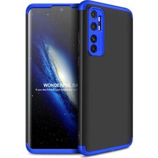 Case 4U Xiaomi Mi Note 10 Lite Kılıf 3 Parçalı Tam Koruma Sert Mika Ays Kapak Siyah Mavi