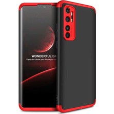 Case 4U Xiaomi Mi Note 10 Lite Kılıf 3 Parçalı Tam Koruma Sert Mika Ays Kapak Siyah Kırmızı