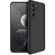 Case 4U Huawei P40 Pro Kılıf 3 Parçalı Tam Koruma Sert Mika Ays Kapak Siyah