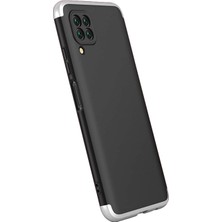 Case 4U Huawei P40 Lite Kılıf 3 Parçalı Tam Koruma Sert Mika Ays Kapak Siyah Gümüş