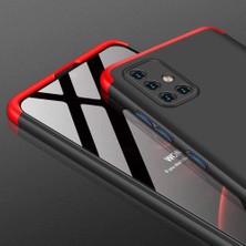 Case 4U Samsung Galaxy A71 Kılıf 3 Parçalı Tam Koruma Sert Mika Ays Kapak Siyah Mavi