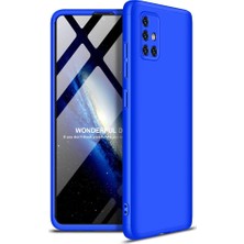 Case 4U Samsung Galaxy A71 Kılıf 3 Parçalı Tam Koruma Sert Mika Ays Kapak Mavi