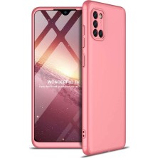 Case 4U Samsung Galaxy A31 Kılıf 3 Parçalı Tam Koruma Sert Mika Ays Kapak Rose Gold