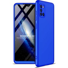 Case 4U Samsung Galaxy A31 Kılıf 3 Parçalı Tam Koruma Sert Mika Ays Kapak Mavi