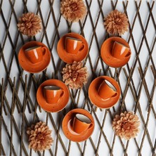 Tulu Porselen Luna Turuncu 6 Kişilik Kahve Fincan Takımı