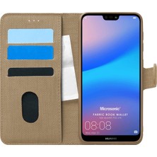 Microsonic Huawei P20 Lite Kılıf Fabric Book Wallet Gold