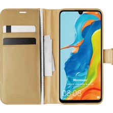 Microsonic Huawei P30 Lite Kılıf Delux Leather Wallet Gold