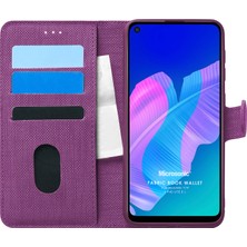 Microsonic Huawei P40 Lite E Kılıf Fabric Book Wallet Mor