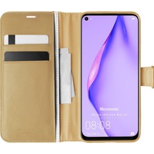 Microsonic Huawei P40 Lite Kılıf Delux Leather Wallet Gold