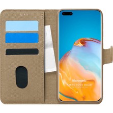 Microsonic Huawei P40 Pro Kılıf Fabric Book Wallet Gold