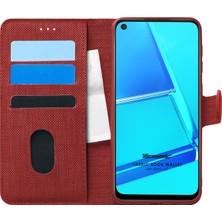 Microsonic Oppo A52 Kılıf Fabric Book Wallet Kırmızı