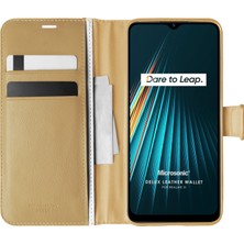 Microsonic Realme 5i Kılıf Delux Leather Wallet Gold