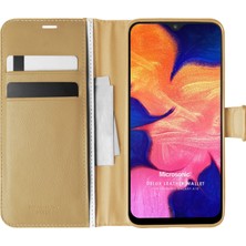 Microsonic Samsung Galaxy A10 Kılıf Delux Leather Wallet Gold