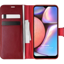 Microsonic Samsung Galaxy A10s Kılıf Delux Leather Wallet Kırmızı