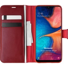 Microsonic Samsung Galaxy A20 Kılıf Delux Leather Wallet Kırmızı