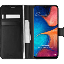 Microsonic Samsung Galaxy A20 Kılıf Delux Leather Wallet Siyah