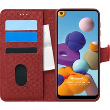 Microsonic Samsung Galaxy A21 Kılıf Fabric Book Wallet Kırmızı