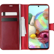 Microsonic Samsung Galaxy A71 Kılıf Delux Leather Wallet Kırmızı