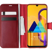 Microsonic Samsung Galaxy M30s Kılıf Delux Leather Wallet Kırmızı