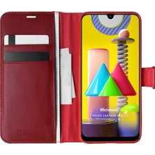 Microsonic Samsung Galaxy M31 Kılıf Delux Leather Wallet Kırmızı