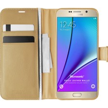 Microsonic Samsung Galaxy Note 5 Kılıf Delux Leather Wallet Gold