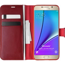 Microsonic Samsung Galaxy Note 5 Kılıf Delux Leather Wallet Kırmızı