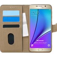 Microsonic Samsung Galaxy Note 5 Kılıf Fabric Book Wallet Gold