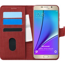 Microsonic Samsung Galaxy Note 5 Kılıf Fabric Book Wallet Kırmızı