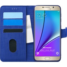 Microsonic Samsung Galaxy Note 5 Kılıf Fabric Book Wallet Lacivert