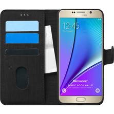 Microsonic Samsung Galaxy Note 5 Kılıf Fabric Book Wallet Siyah