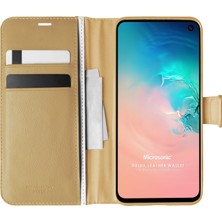 Microsonic Samsung Galaxy S10e Kılıf Delux Leather Wallet Gold