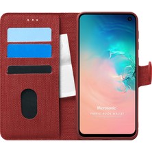 Microsonic Samsung Galaxy S10E Kılıf Fabric Book Wallet Kırmızı