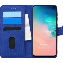 Microsonic Samsung Galaxy S10E Kılıf Fabric Book Wallet Lacivert