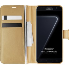 Microsonic Samsung Galaxy S7 Edge Kılıf Delux Leather Wallet Gold